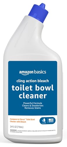 Amazon Basics Toilet Bowl Cleaner with Cling Action Formula, Bleach, Fresh Scent, 24 Fl Oz, Pack of 1