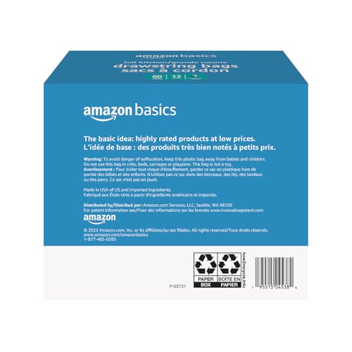 Amazon Basics Ultra-Force Tall Kitchen Drawstring Trash Bags, Classic Clean Scented, 13 Gallon, 80 Count, Pack of 1