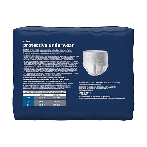 Amazon Basics Unisex Protective Overnight Incontinence Underwear with Odor Protection, Small/Medium, 64 Count (4 Packs of 16) view 2