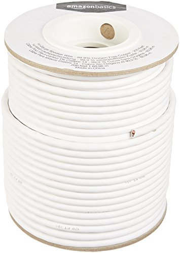 Amazon Basics 14-Gauge Audio Speaker Wire Cable - 99.9% Oxygen-Free Copper, 200-foot, White