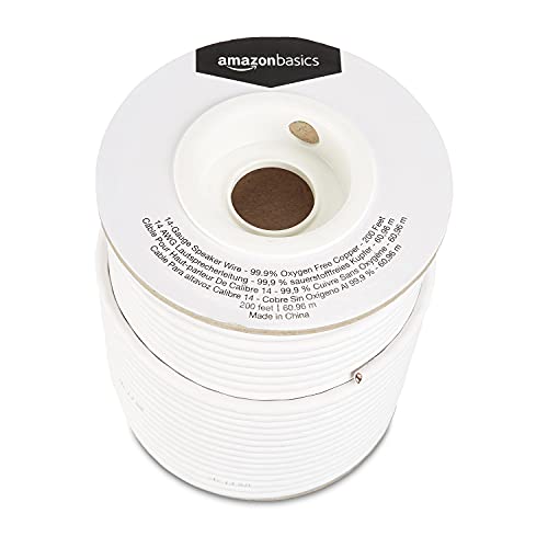 Amazon Basics 14-Gauge Audio Speaker Wire Cable - 99.9% Oxygen-Free Copper, 200-foot, White