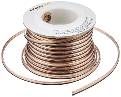 Amazon Basics 16-Gauge Speaker Wire Cable, Polarity Marked, 50 feet, Transparent view 3