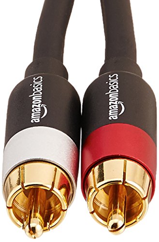 Amazon Basics 2 RCA Stereo Audio Cable for Hi-Fi System, Amplifier, Active Speakers or Subwoofer with Gold-Plated Plugs, Digital Audio Compatible, 4 Feet, Black view 2