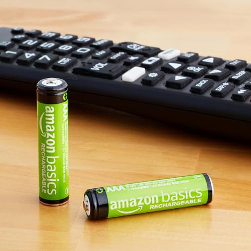 Amazon Basics 24-Pack Rechargeable AAA NiMH Performance Batteries, 800 mAh, 1.2V, Recharge up to 1000x Times, Pre-Charged