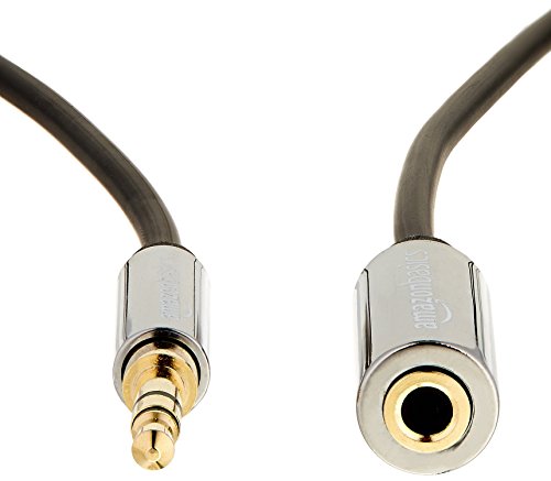 Amazon Basics 3.5mm Male to Female Stereo Audio Extension Cable for Headphones with Gold Plated Connectors, Aux Cord Extender, 25 Foot, Black view 2