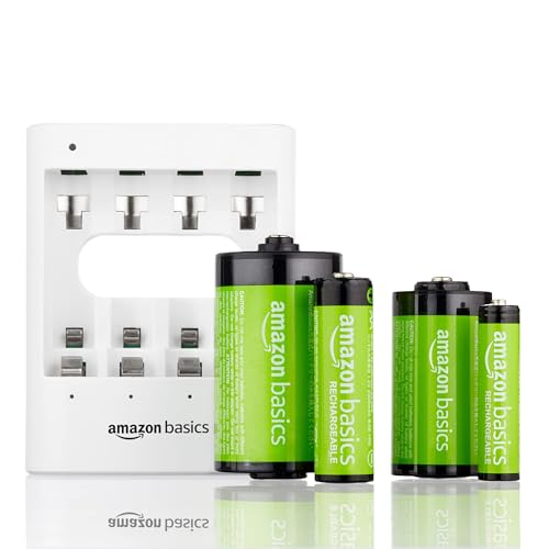 Amazon Basics 4-Pack Rechargeable AA NiMH High-Capacity Batteries, 2400 mAh, 1.2V, Recharge up to 400x Times, Pre-Charged