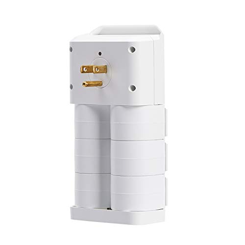 Amazon Basics 6-Outlet Surge Protector Wall Mount Extender, 1080 Joules, Rotating Design- White