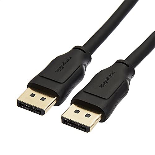 Amazon Basics 8K DisplayPort to DisplayPort 1.4 Cable, 4K@120Hz, 8K@60Hz Video Resolution, HDR Support, 6 ft, Black, 92 Count
