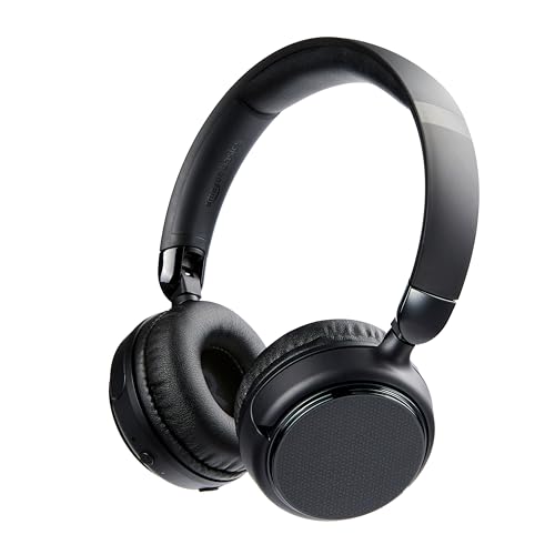 Amazon Basics Bluetooth Headphones Wireless with Microphone, On Ear, 35 Hour Playtime, Foldable, One Size, Collapsible Travel Friendly, Black