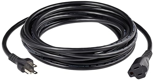 Amazon Basics Extension Cord, 20 Ft, 3 Prong Outlet Extender, Indoor, 13 Amps, 125V, 16 AWG, Black view 2