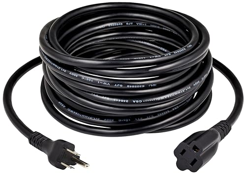 Amazon Basics Extension Cord, 25 Ft, 3 Prong Outlet Extender, Indoor Extension Cord, 13 Amps, 125V, Black