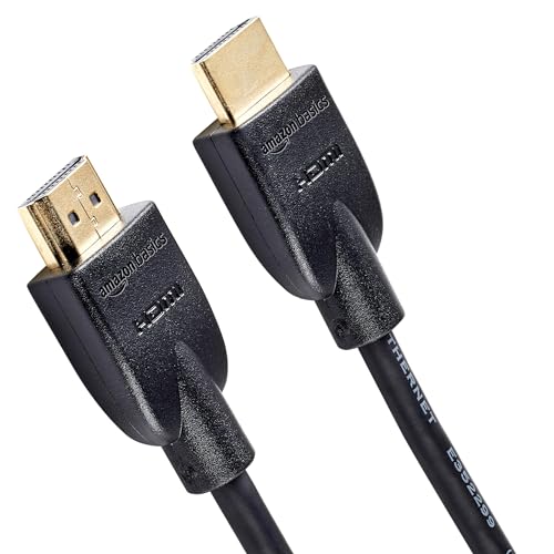 Amazon Basics HDMI 2.0 Cable with Ethernet, 25ft, 4K@60Hz, High-Speed (18Gbps), 2160p, 48 bit, Compatible with TV/PS5/Xbox/Roku/Blu-ray, Black