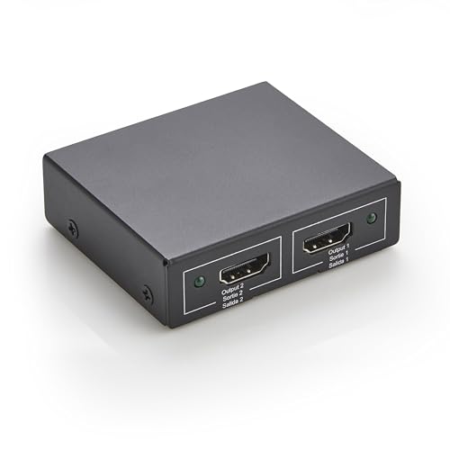 Amazon Basics HDMI Splitter 1 in 2 Out for Dual Monitors, 4K@30Hz, 1080P, Mirror Only, Black