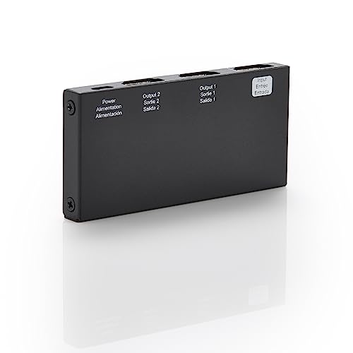 Amazon Basics HDMI Splitter 1 in 2 Out for Dual Monitors, 4K@60Hz, Mirror Only, Black