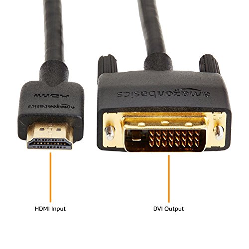 Amazon Basics HDMI to DVI Adapter Cable, Bi-Directional 1080p, Gold Plated, Black, 6 ft, 36-Packs