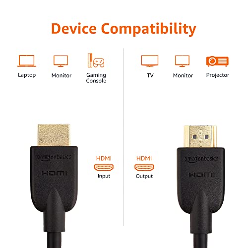 Amazon Basics High-Speed 4K Ultra HD HDMI 2.0 Cable/Cord, 10 feet, 1-Pack, Case of 52, 18 Gbps, 60 Hz, 2160p, 48 bit, Male-to-Male, Ethernet Ready, 3D, Black