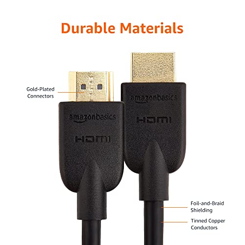 Amazon Basics High-Speed 4K Ultra HD HDMI 2.0 Cable/Cord, 3 feet, 1-Pack, Case of 90, 18 Gbps, 60 Hz, 2160p, 48 bit, Male-to-Male, Ethernet Ready, 3D, Black