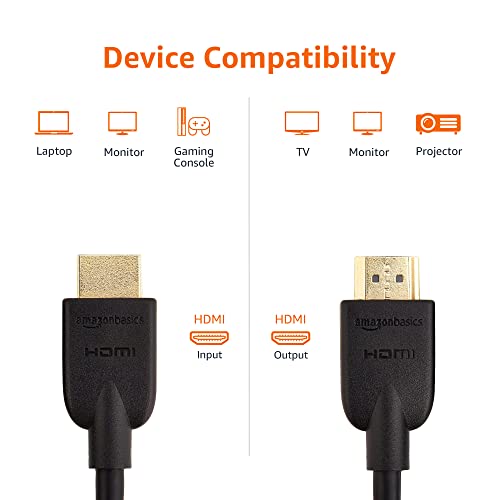 Amazon Basics High-Speed 4K Ultra HD HDMI 2.0 Cable/Cord, 3 feet, 1-Pack, Case of 90, 18 Gbps, 60 Hz, 2160p, 48 bit, Male-to-Male, Ethernet Ready, 3D, Black