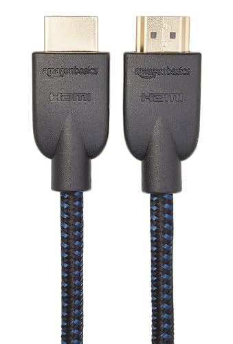 Amazon Basics Nylon-Braided HDMI 2.0 Cable, 25ft, 4K@60Hz, 18Gbps, 2160p, 48 bit, Compatible with TV/PS5/Xbox/Roku/Blu-ray, Ethernet Ready, Black & Blue view 3