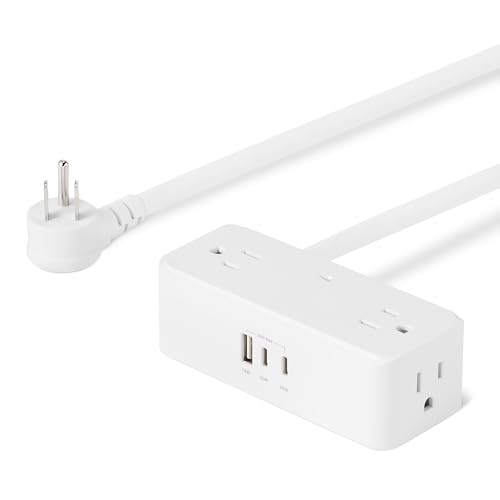 Amazon Basics Power Strip with 4 AC Outlets, 20W USB C Fast Charging, 2 USB C, 1 USB A Port, 5 ft Extension Cord, Home, Office, Travel, TUV Listed