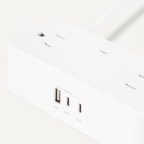 Amazon Basics Power Strip with 4 AC Outlets, 20W USB C Fast Charging, 2 USB C, 1 USB A Port, 5 ft Extension Cord, Home, Office, Travel, TUV Listed view 3