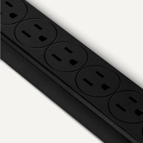 Amazon Basics Rectangle 6-Outlet Surge Protector Power Strip with Circuit Breaker, 600 Joule, 2ft Cord, Black, 2-Pack view 3