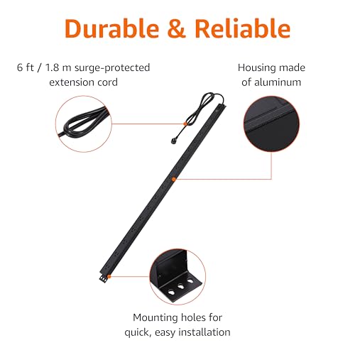 Amazon Basics Surge Protector Power Strip, 16 Outlet, Heavy Duty, Metal, 600 Joules, 6ft Extension Cord, Mountable, Rectangle, Black