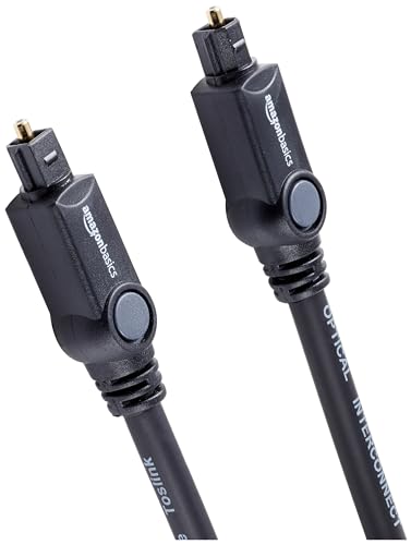 Amazon Basics Toslink Digital Optical Audio Fiber Optic Cable, Multi-Channel, for Sound Bar, Audio System, Home Theatre, Gold-Plated Connectors, 3.3 Feet, Black
