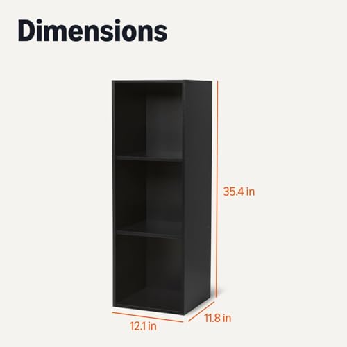 Amazon Basics 3-Cube Bookcase Compatible with Fabric Storage Cube Organizers, Black view 2