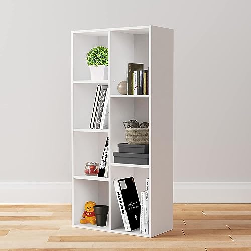 Amazon Basics 7 Cube Organizer Bookcase, Storage Shelf for Home and Office, Display Storage Organizer, Sturdy with Easy Assembly, 9.25"D x 19.49"W x 41.73"H, White view 2
