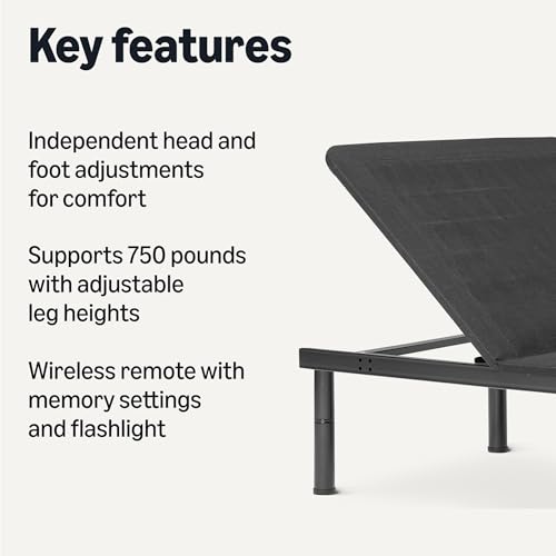 Amazon Basics Adjustable Metal Platform Bed Base with Wireless Remote Control, Twin XL Size view 3