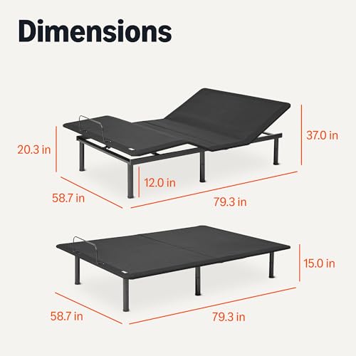 Amazon Basics Adjustable Metal Platform Bed Base with Wireless Remote Control, Queen view 2