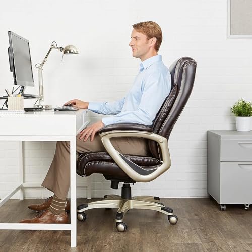 Amazon Basics Big & Tall Executive Office Chair with Lumbar Support, Adjustable Height, 350-Pound Capacity, 28.5"D x 30.25"W x 47.9"H, Black Pewter Finish view 2