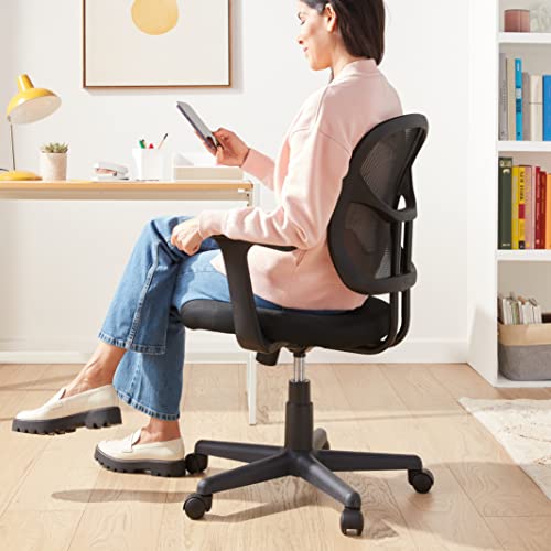 Amazon Basics Breathable Mesh Mid-Back Office Desk Chair with Armrests, Lumbar Support, 360-Degree Swivel, Adjustable-Height, Black view 2