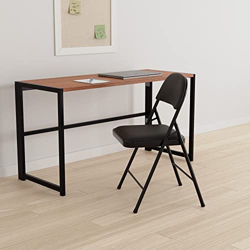 Amazon Basics Comfortable Vinyl-Padded Metal Steel Folding Chairs for Events, Easy to Fold and Store, Black, 4-Pack view 2