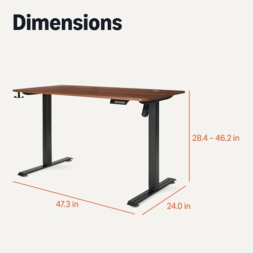 Amazon Basics Electric Standing Desk, Height Adjustable Home Office Desk with Memory Buttons and Electronic Display, 47" x 24", Black/Walnut Effect view 2