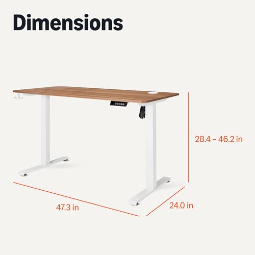 Amazon Basics Electric Standing Desk, Height Adjustable Home Office Desk with Quiet Motor and Multiple Presets, White/Oak Effect view 2