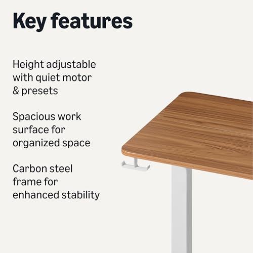 Amazon Basics Electric Standing Desk, Height Adjustable Home Office Desk with Quiet Motor and Multiple Presets, White/Oak Effect view 3