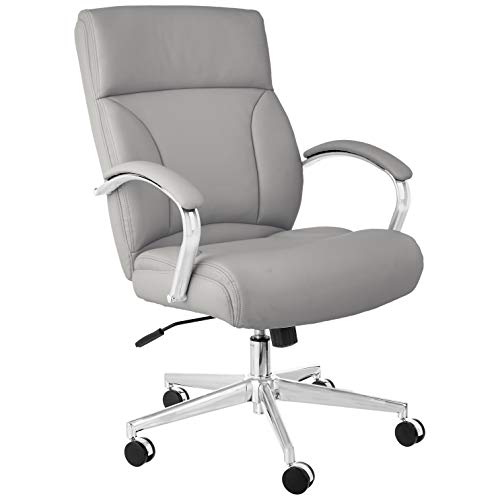 Amazon Basics Executive Desk Chair with Easy Assembly, 275lb Capacity, Oversized Cushion, 29.13"D x 25.2"W x 43.11"H, Grey Bonded Leather