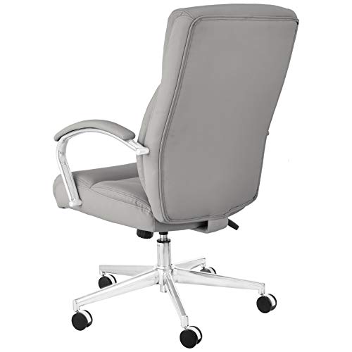 Amazon Basics Executive Desk Chair with Easy Assembly, 275lb Capacity, Oversized Cushion, 29.13"D x 25.2"W x 43.11"H, Grey Bonded Leather