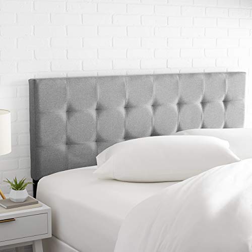 Amazon Basics Faux Linen Upholstered Tufted Headboard with Adjustable Height, King, Gray view 2