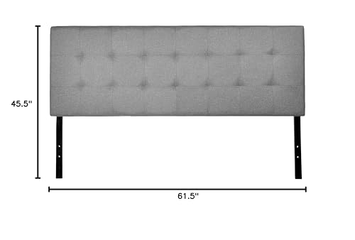 Amazon Basics Faux Linen Upholstered Tufted Headboard with Adjustable Height, King, Gray view 3