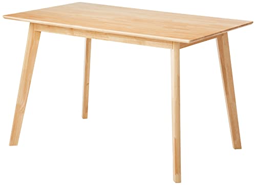 Amazon Basics FSC Certified Sturdy Solid Wood Rectangular Dining Table, Easy Assembly, Kitchen Table, 29.5"D x 47.2"W x 29.5"H, Natural Wood