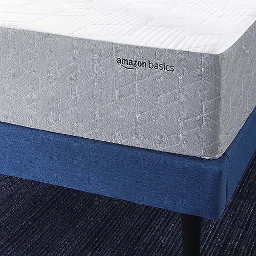 Amazon Basics Memory Foam Mattress, Medium Firm, Cooling Gel, Twin Size Mattress, CertiPUR-US® Certified Foam, 75 x 39 x 10 inches, White/Gray