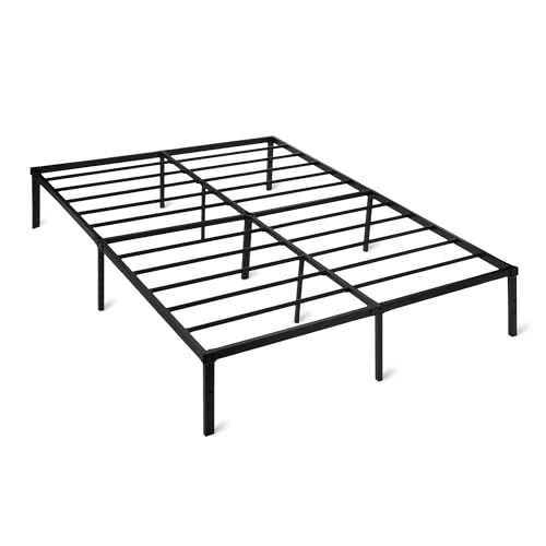 Amazon Basics Metal Bed Frame, Non-Foldable Platform with Under-Bed Storage Space, Durable Steel, Protective Floor Pads, Easy Assembly, Queen, 60W x 80L in, Black