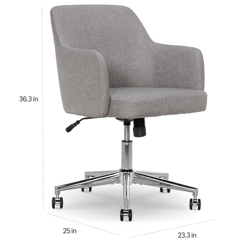 Amazon Basics Modern Home Office Desk Chair with Adjustable Height, 360 Degree Swivel, Smooth-Rolling Wheels, High-Density Foam Cushioning, Light Gray view 3