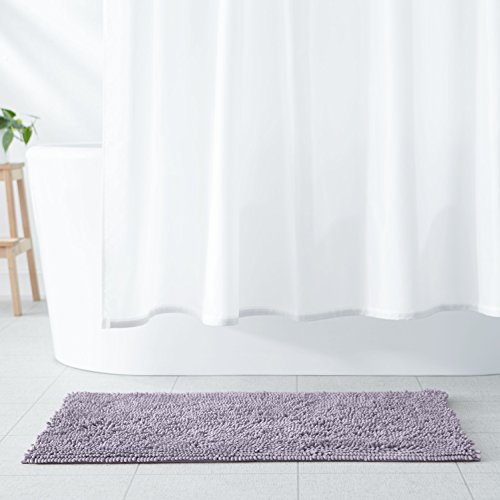 Amazon Basics Non-Slip Microfiber Absorbent Plush Shag Bathroom Rug Mat, Machine Washable, 21" x 34", Lavender view 2