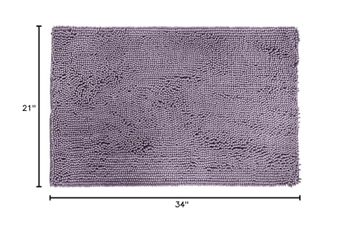 Amazon Basics Non-Slip Microfiber Absorbent Plush Shag Bathroom Rug Mat, Machine Washable, 21" x 34", Lavender view 3