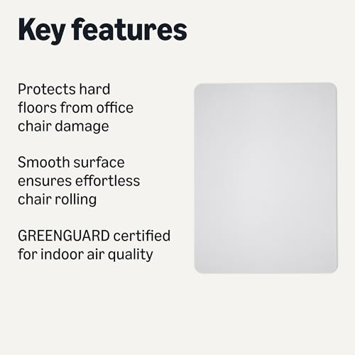Amazon Basics Office Chair Mat for Hard Floors, Clear, Smooth Surface, Protects Hard Floors, 36" x 48" view 2