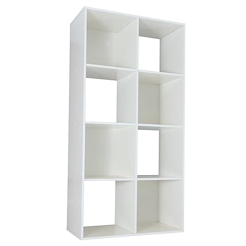 Amazon Basics Storage Cube Shelf Organizer, 8 Cubes, White, 11.7" D x 24.1" W x 47.6" H